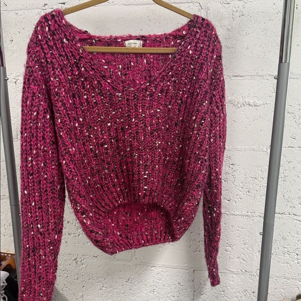 Gentle Fawn Deep Pink V-Neck Sweater - NWOT - Knit Sweater - Size Small